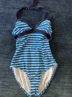 Blue Striped  One-Piece Swimsuit